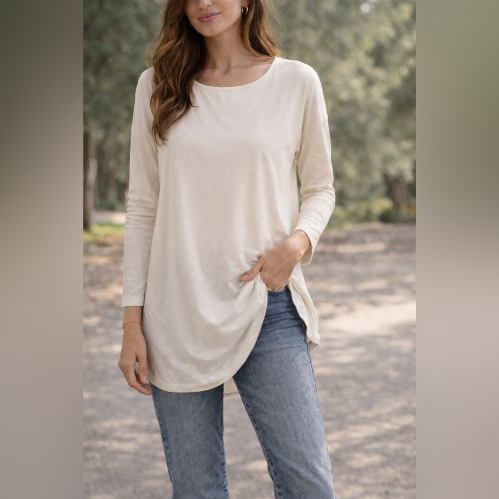 Soft Surroundings Cream Long Sleeve Top